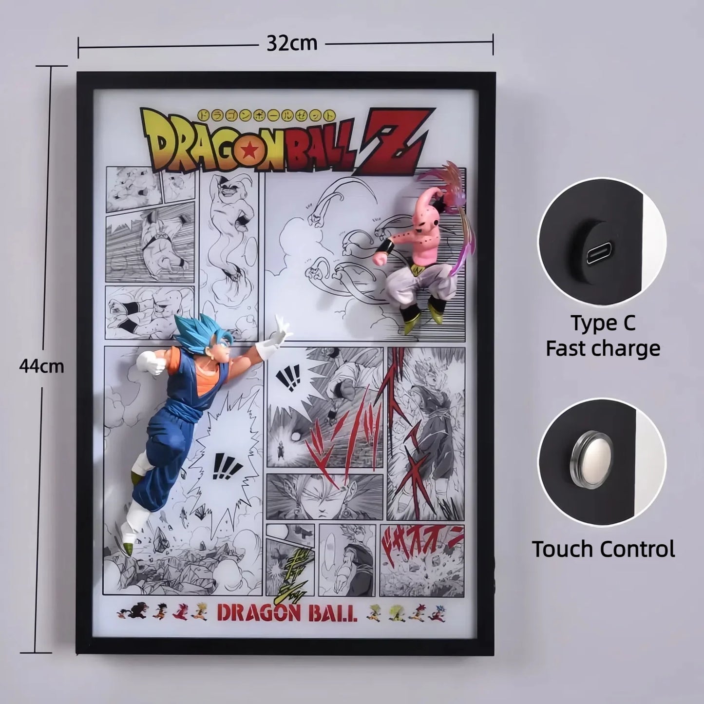 Dragon Ball Vegito vs. Majin Buu 3D Anime Light Painting 32*44cm