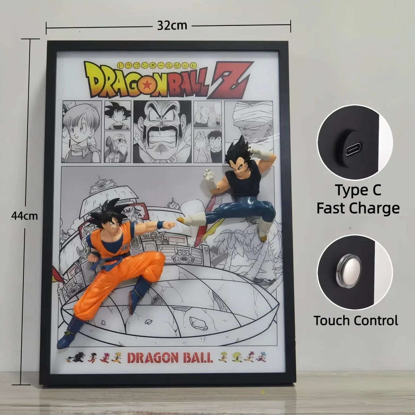 Dragon Ball Goku & Vegeta 3D Anime Light Painting 32*44cm