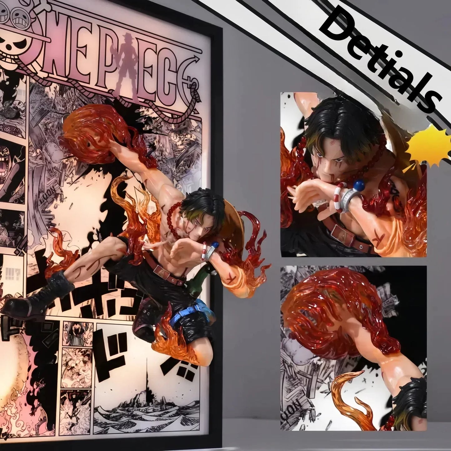 One Piece Portgas D. Ace 3D Anime Luminous Painting 30*40cm