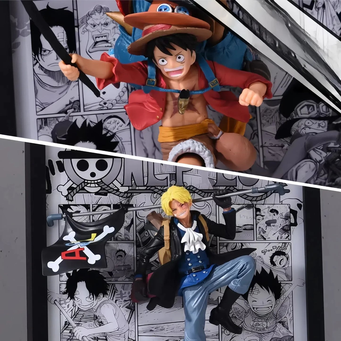 One Piece Luffy Sabo Ace three brothers 3D Anime Light Painting 23*32cm