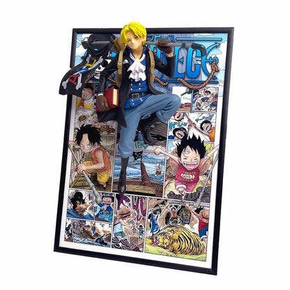 DÉCORATION MURALE 3D ONE PIECE LUFFY, SABO ET ACE MANGA ART 21CM*30CM