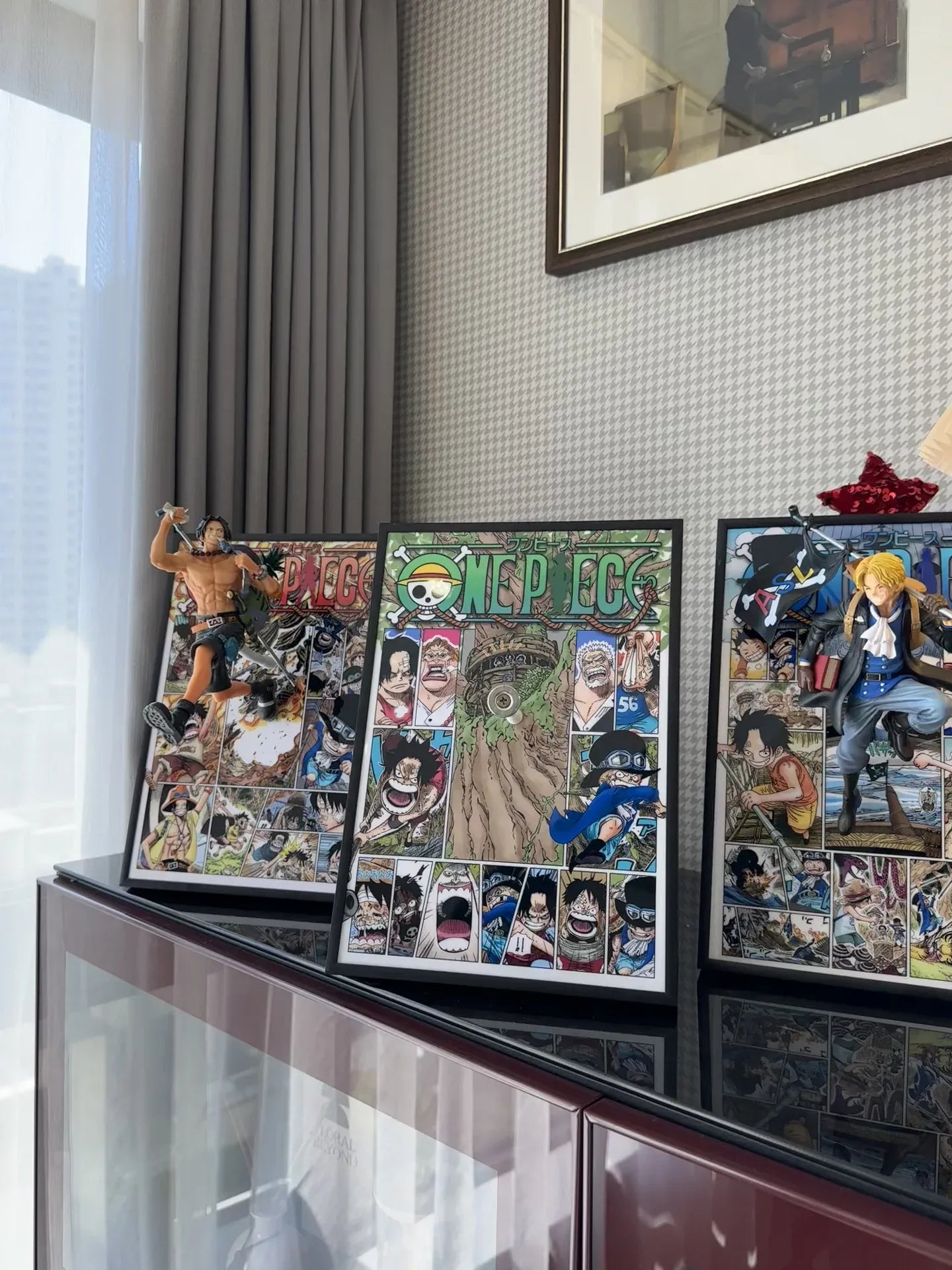 3D ONE PIECE LUFFY, SABO, AND ACE  MANGA ART WALL DECOR 21CM*30CM