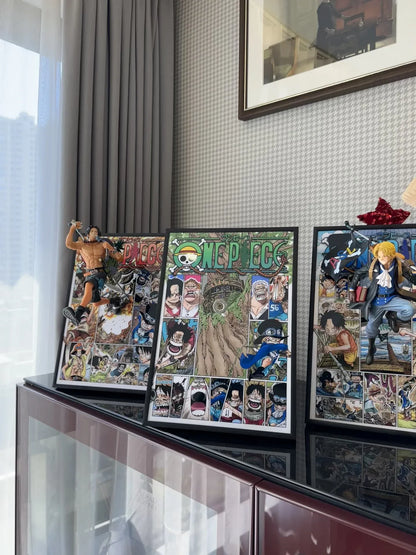 DÉCORATION MURALE 3D ONE PIECE LUFFY, SABO ET ACE MANGA ART 21CM*30CM