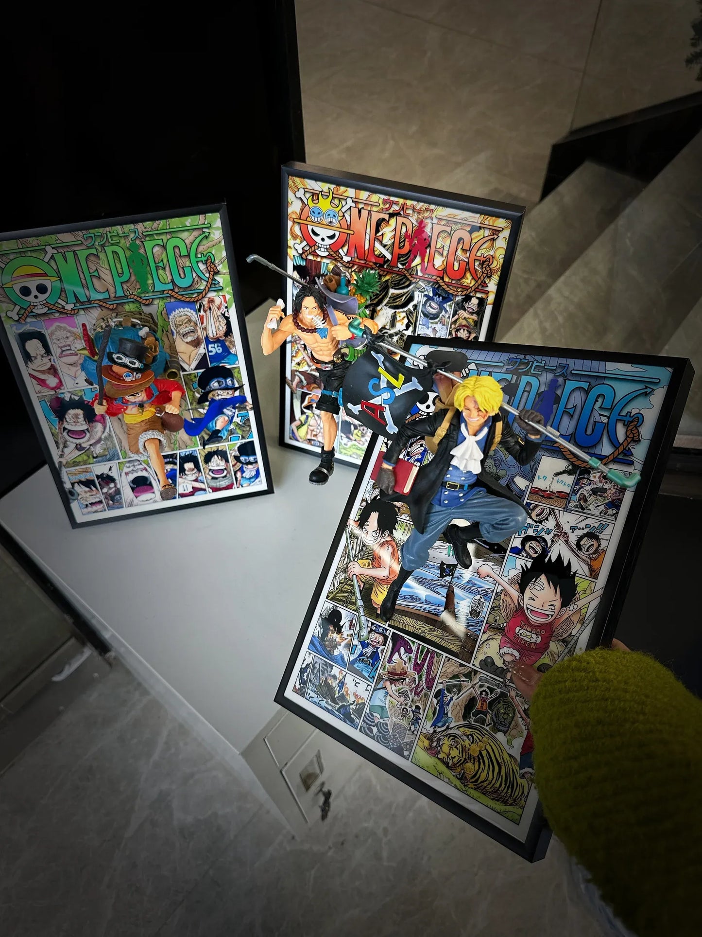 3D ONE PIECE LUFFY, SABO, AND ACE  MANGA ART WALL DECOR 21CM*30CM