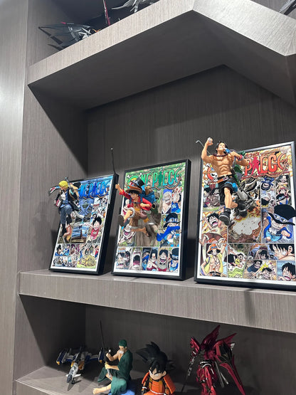 3D ONE PIECE LUFFY, SABO, AND ACE  MANGA ART WALL DECOR 21CM*30CM