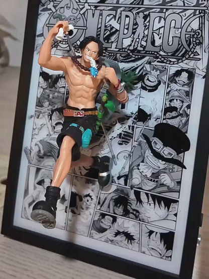 One Piece Luffy Sabo Ace three brothers 3D Anime Light Painting 23*32cm