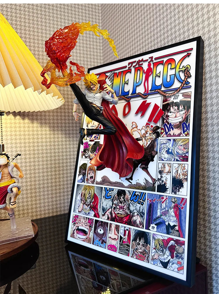 DÉCORATION MURALE 3D MANGA FIERY KICK DE SANJI 27CM*40CM