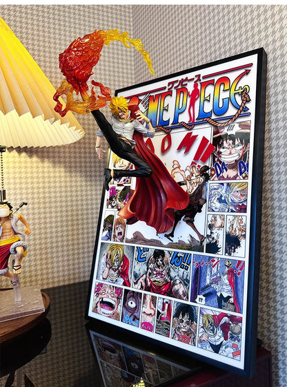 DÉCORATION MURALE 3D MANGA FIERY KICK DE SANJI 27CM*40CM