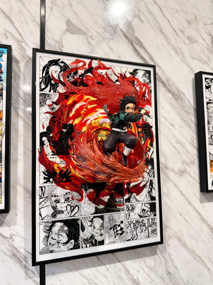 3D TANJIRO UNLEASHED MANGA ART WALL DECOR 27CM*40CM