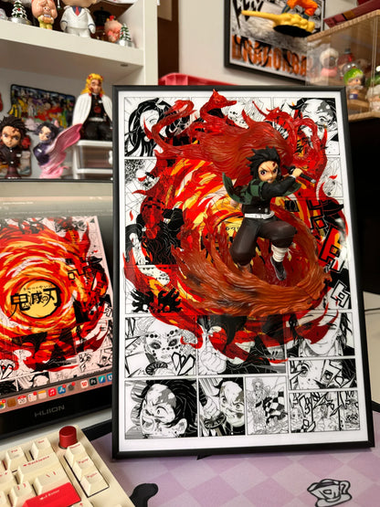 3D TANJIRO UNLEASHED MANGA ART WALL DECOR 27CM*40CM