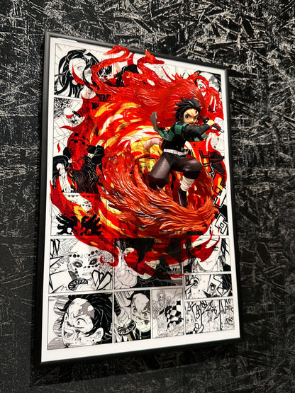 3D TANJIRO UNLEASHED MANGA ART WALL DECOR 27CM*40CM