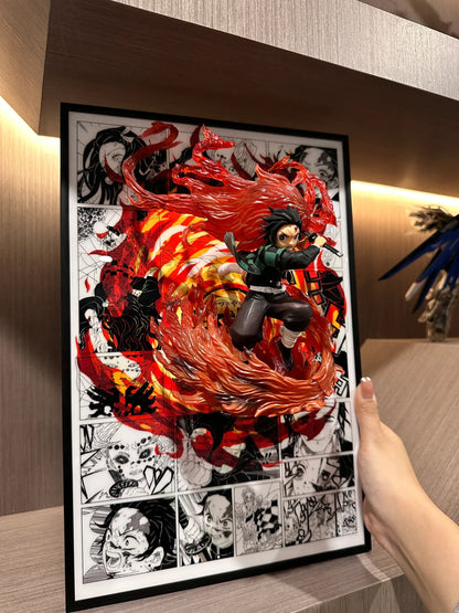 3D TANJIRO UNLEASHED MANGA ART WALL DECOR 27CM*40CM